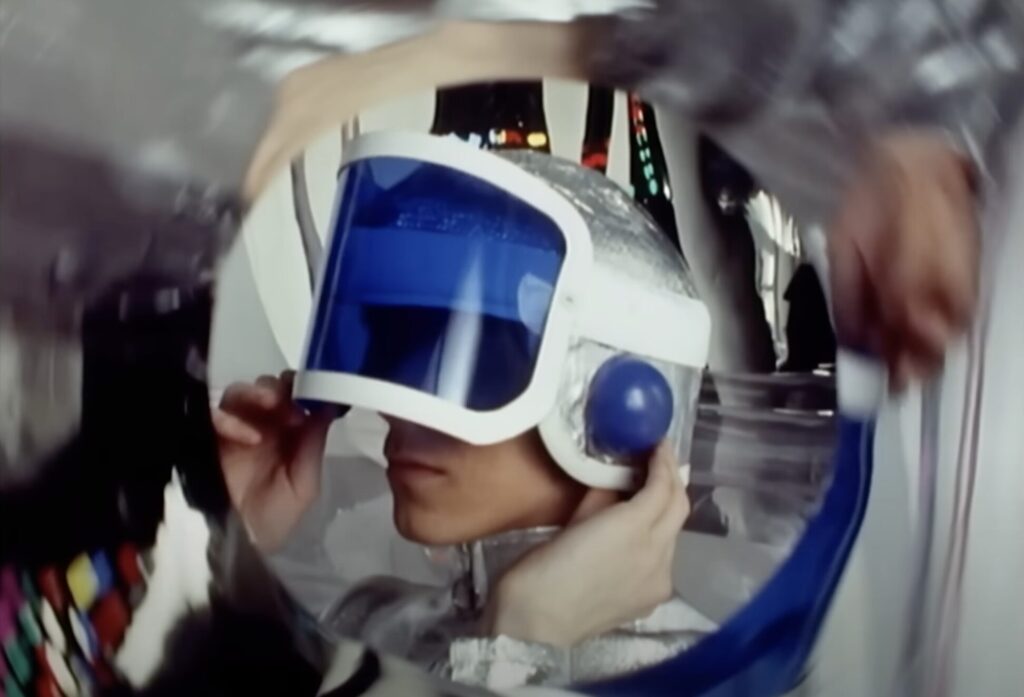 David Bowie wearing Space Helmet